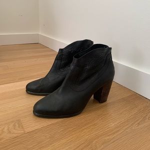 Genuine Leather Black Ugg Booties Cutout Detail